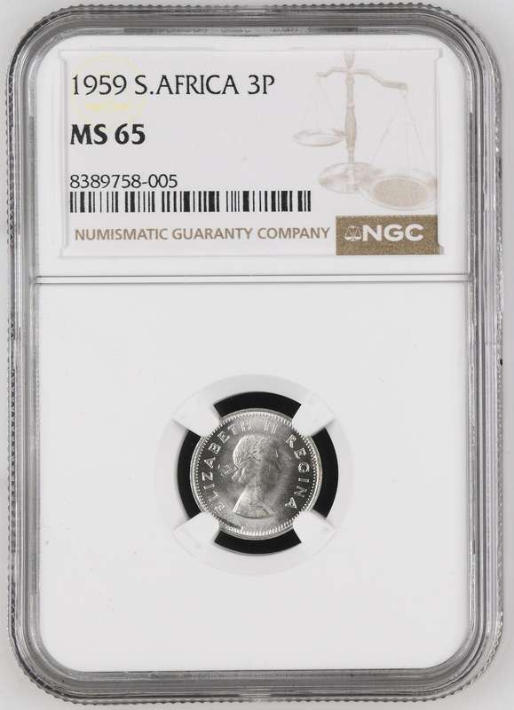 Union of SA: 3 Pence 1959 NGC MS65