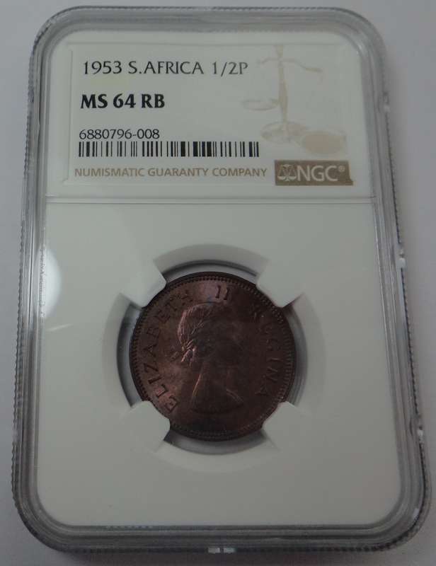 1953 Half Penny: NGC graded MS 64 RB