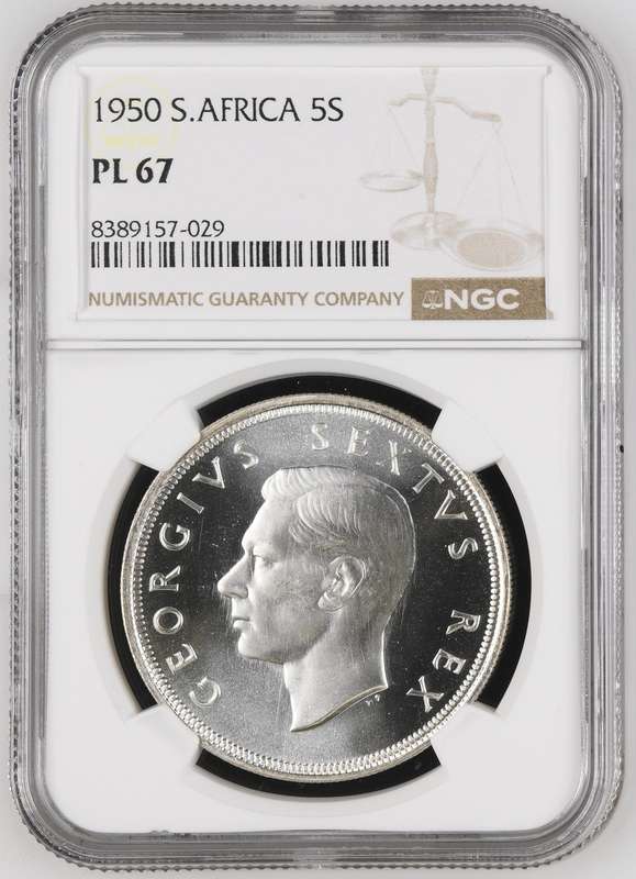 Union of SA: Crown (5/-) 1950 NGC PL67