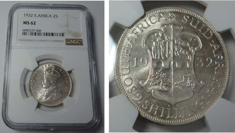 SA Union: 2-Shillings 1932: NGC MS 62
