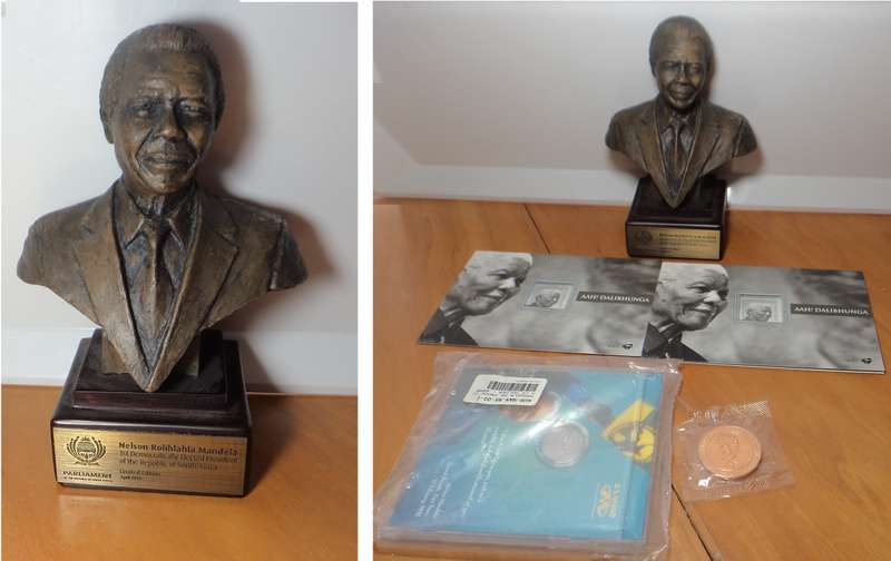 Collection of Nelson Mandela Collectables incl. Parliament Bust