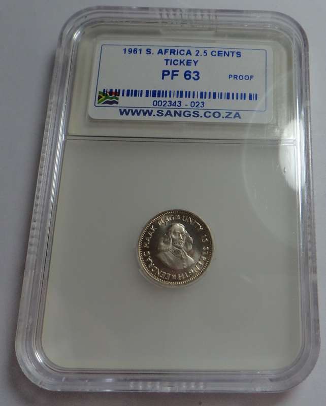 RSA 1961 Silver Tickey, Sangs PF63