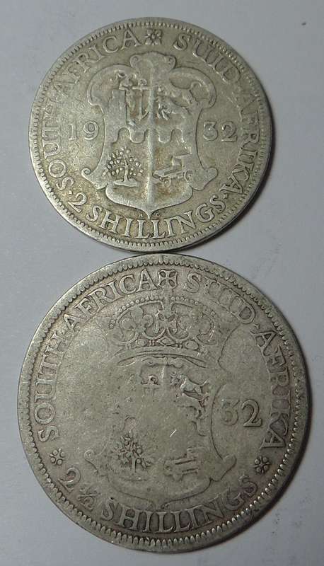 1932 SA Union 2-Shillings & Half Crown (3 sets available)