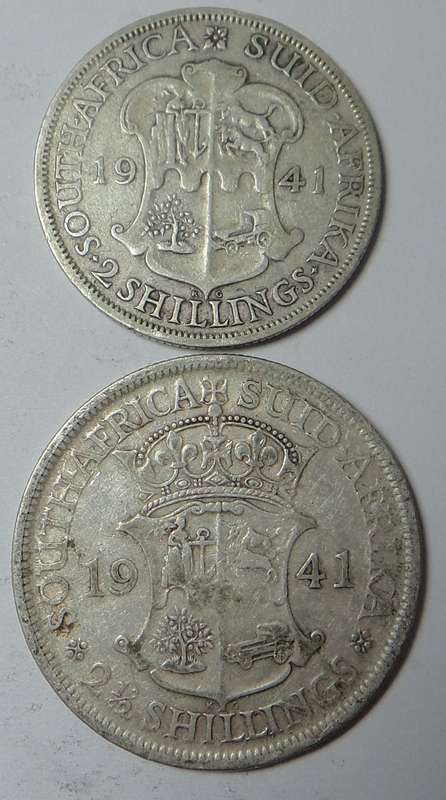1941 SA Union 2-Shillings & Half Crown