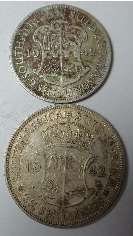 1942 SA Union 2-Shillings & Half Crown (4 sets available)