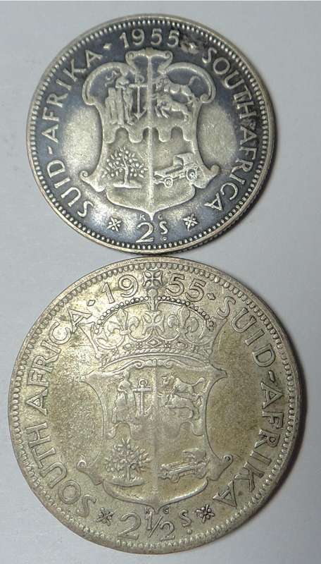 1955 SA Union 2-Shillings & Half Crown (5 sets available)