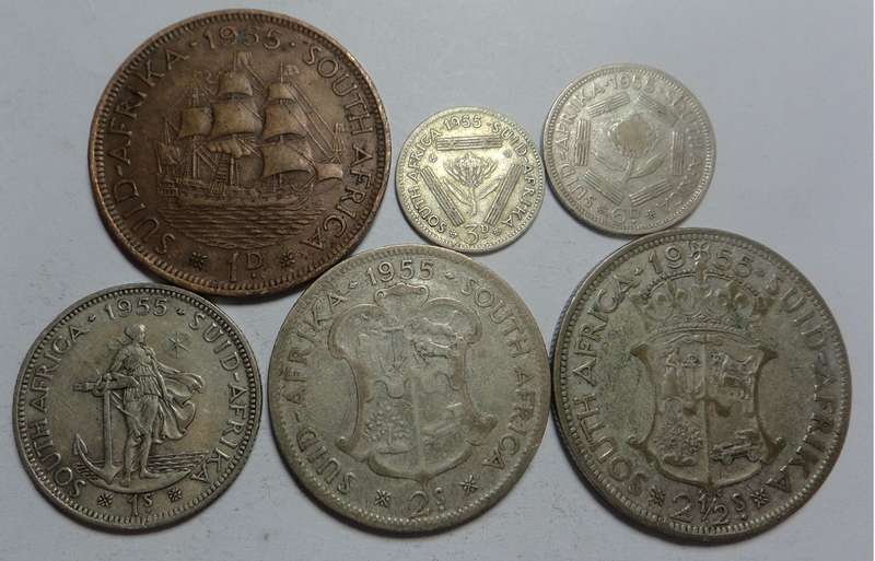 SA Union: Penny to Half Crown Set of 1955