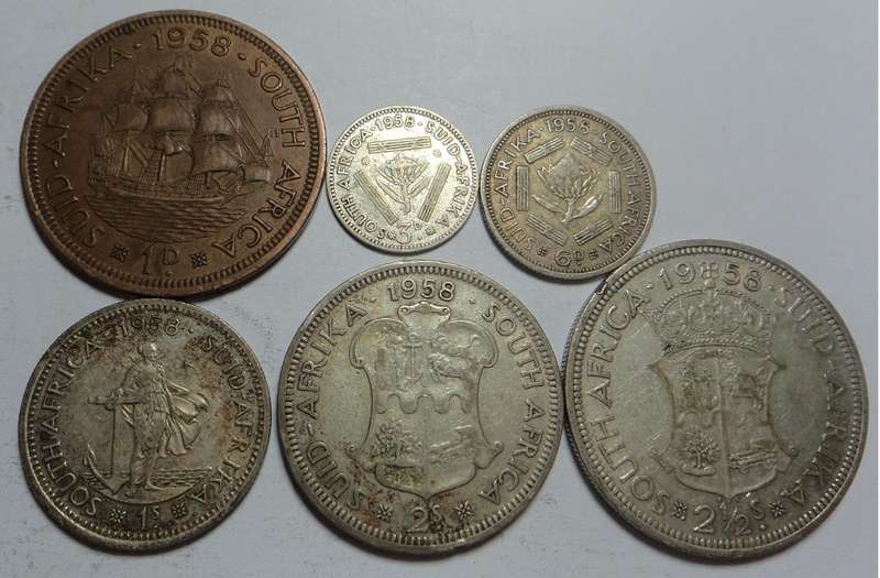 SA Union: Penny to Half Crown Set of 1958