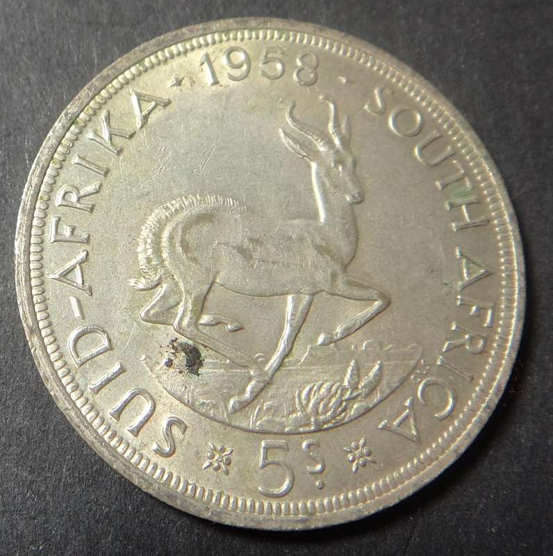 Union of SA Crown (5/-) of 1958 (2 available)