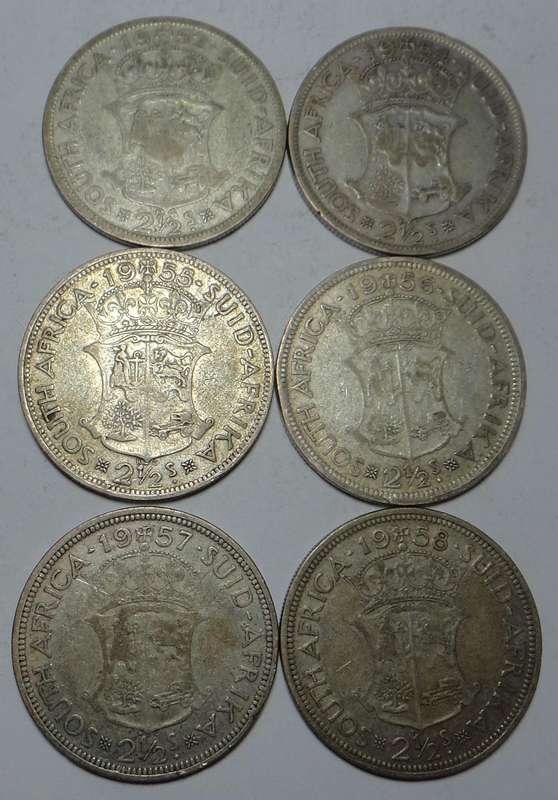 SA Union Half Crown Set 1952-1958 (5 sets available)
