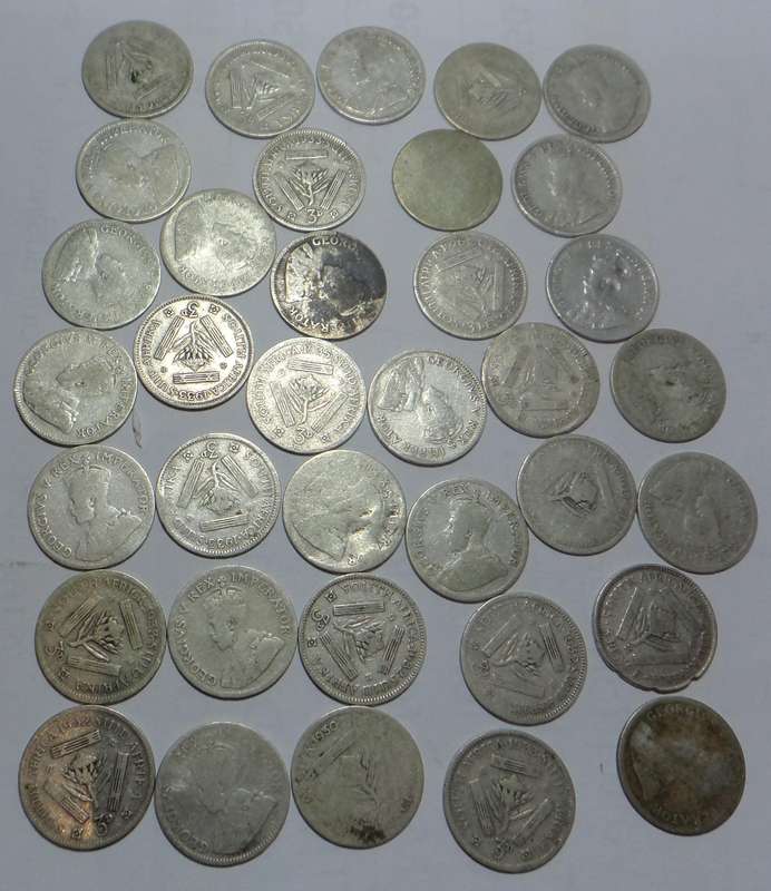 SA Union: Collection of 35 George V Tickeys
