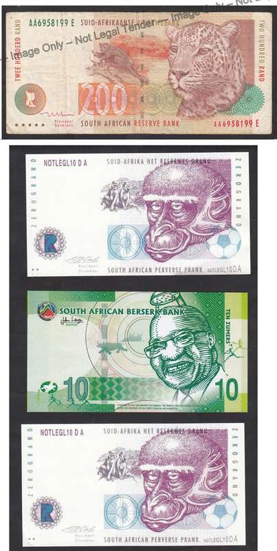 South Africa: Mboweni Big Five R200 Note plus 3 Fantasy Issues