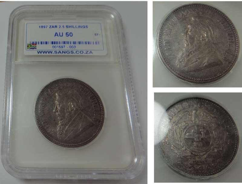 Paul Kruger ZAR: Half-Crown of 1897, Sangs AU50