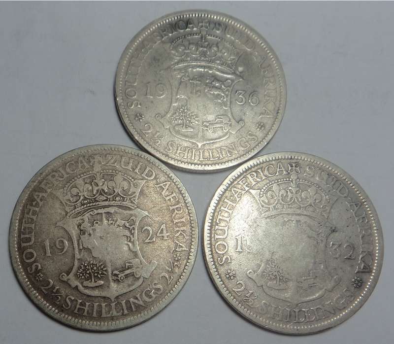 Union of South Africa: Half Crowns of 1924, 1932 & 1936