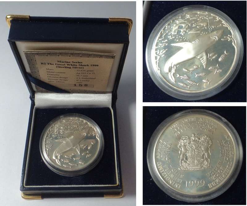 RSA Proof Silver R2 Crown 1999 (Great White Shark)