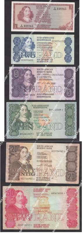 Type Set of old Jan van Riebeeck Bank Notes (2 sets available)