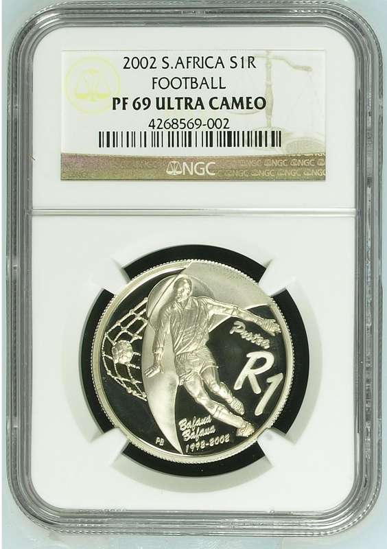RSA Silver R1 2002 (Football) NGC PF69 Ultra Cameo
