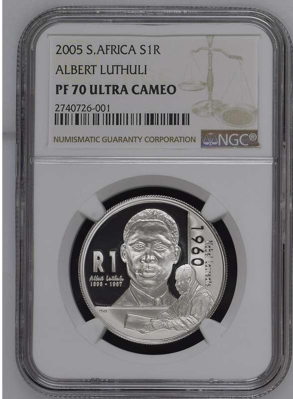 RSA Silver R1 2005 (Luthuli) NGC PF70 Ultra Cameo