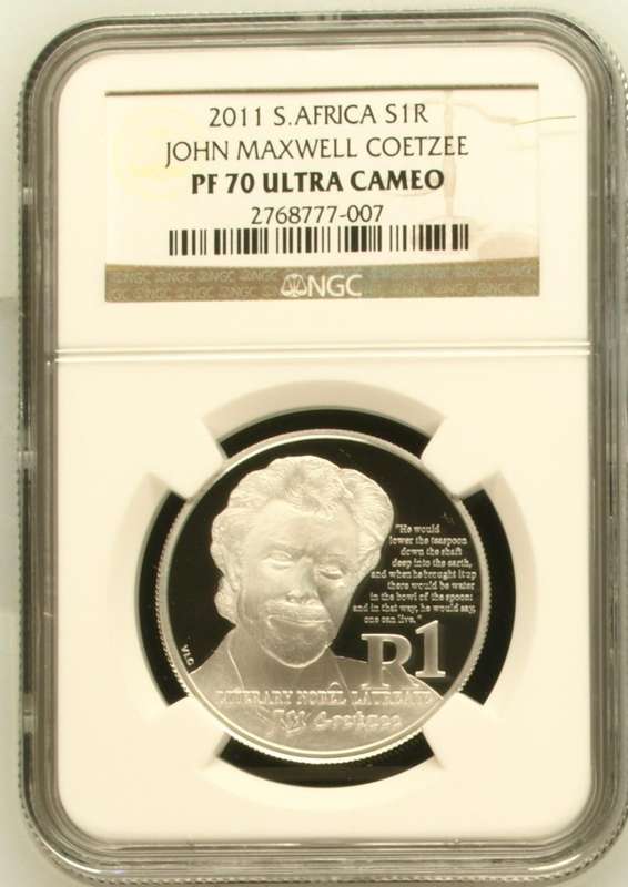RSA Silver R1 2011 (JM Coetzee) PF70 Ultra Cameo