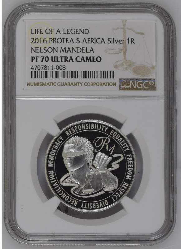 RSA Silver R1 2016 (Nelson Mandela) PF70 Ultra Cameo