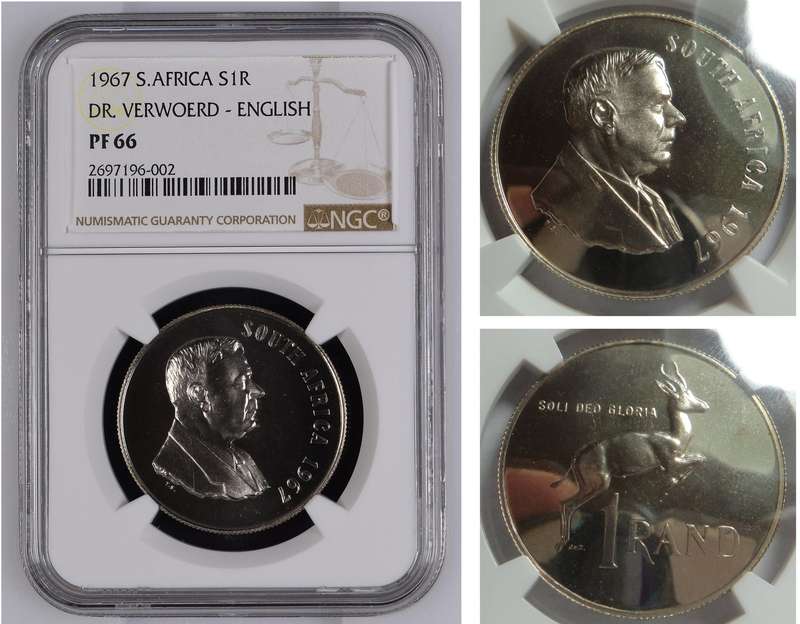 RSA Silver R1 1967 (ALTERNATIVE Language) NGC PF66