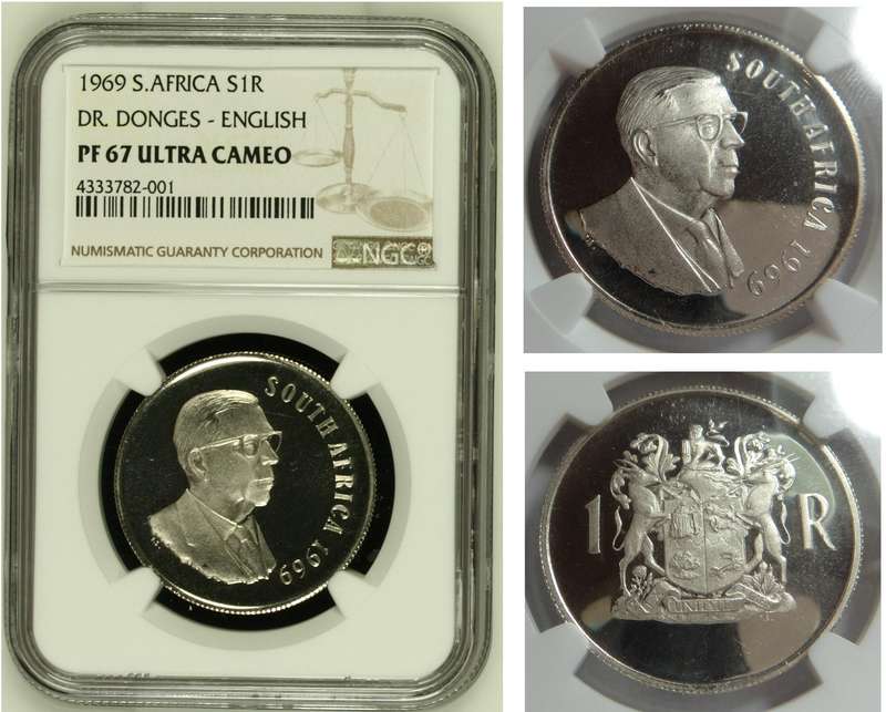 RSA Silver R1 1969 (ALTERNATIVE Language) NGC PF67 Ultra Cameo