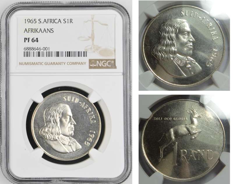RSA Silver R1 1965 (Rare AFRIKAANS issue) NGC PF64