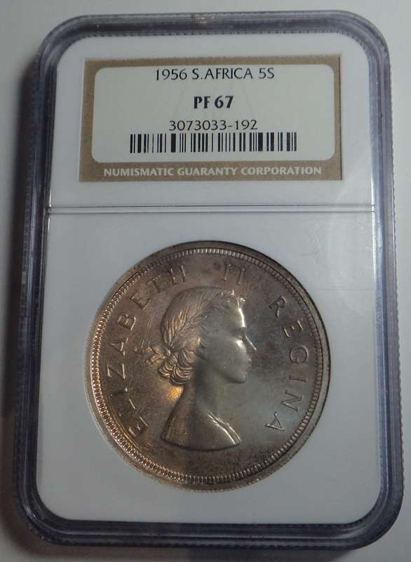 Union of SA Crown (5/-) 1956 NGC PF67