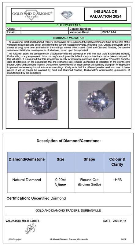 Natural Diamond 0.20ct Round Cut broken girdle ± H/i3