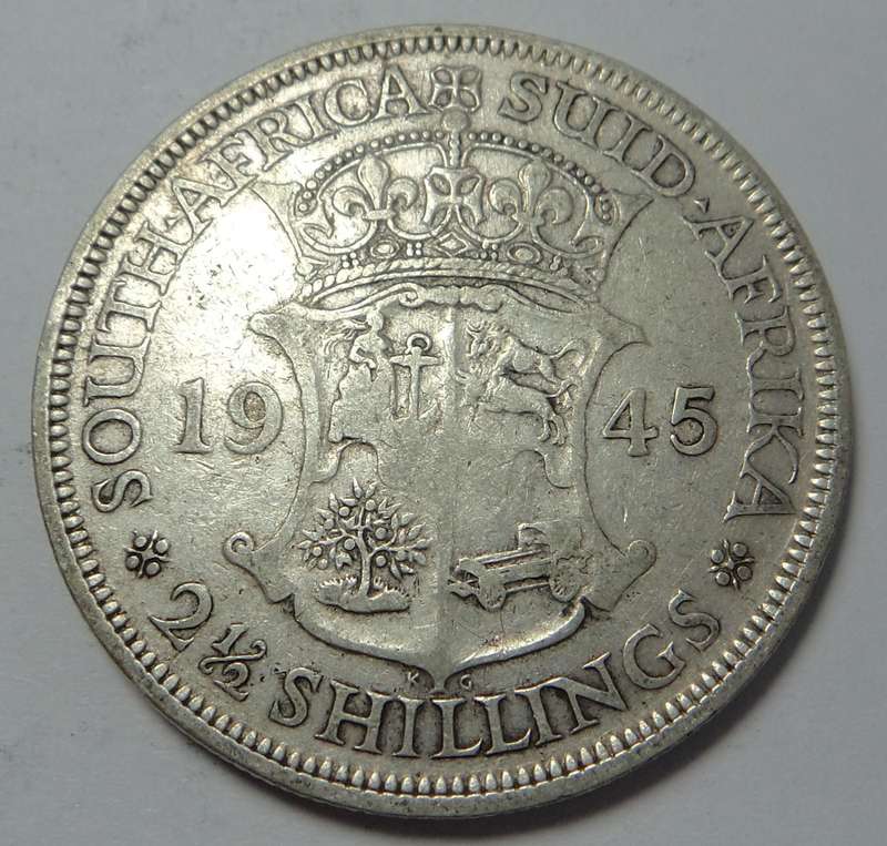 Union of SA: Half-Crown (2/6-) of 1945 (Coin 1 of 2)
