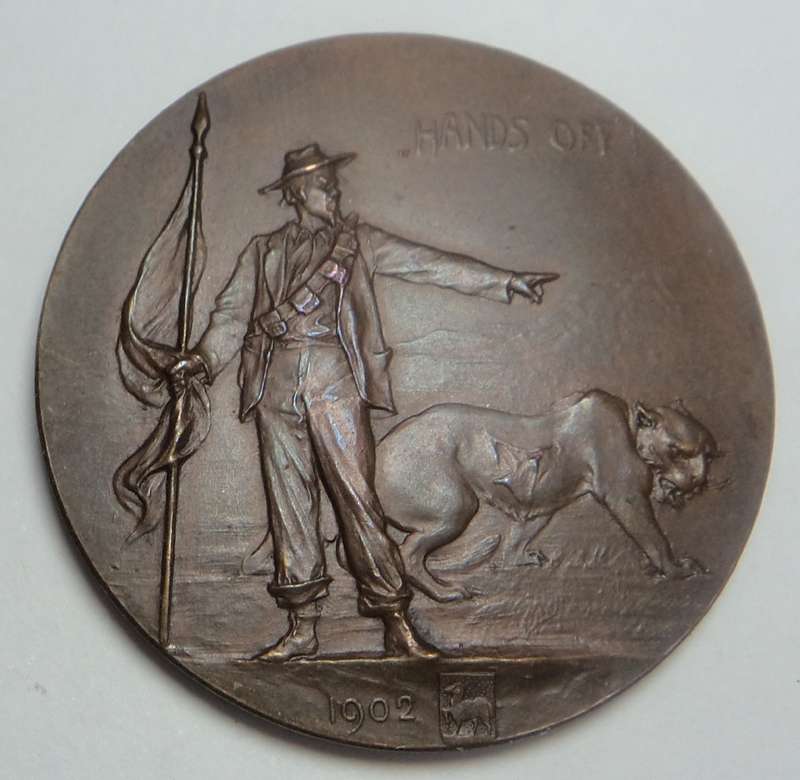 Anglo-Boer War: de Wet & de la Reij: "Hands Off" Medallion