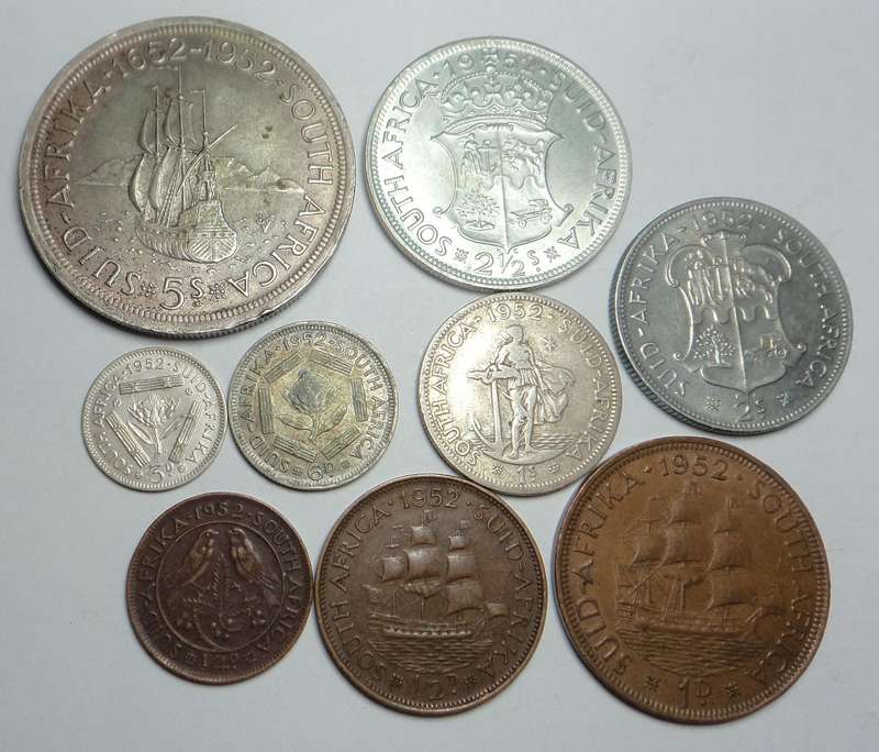 Union of South Africa: Coin set of 1952 up to the Crown