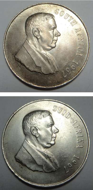 Republic of SA: Eng. & Afr. Silver R1s of 1967 (2 sets available)