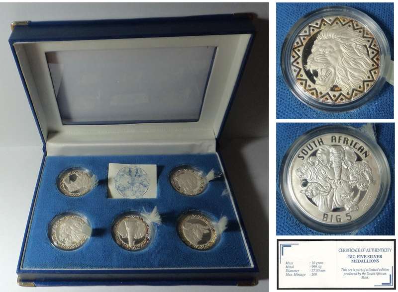 SA Mint Big Five .999 Silver Medallion Set