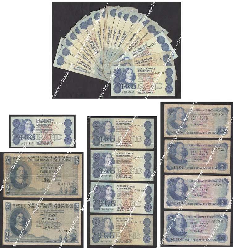 Republic of South Africa: Collection of old R2 Notes
