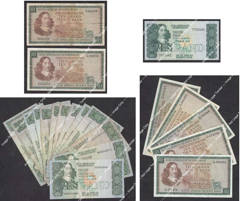 Republic of South Africa: Collection of old R10 Notes