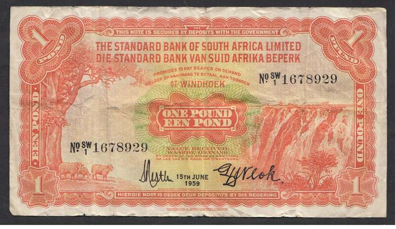 SWA (Windhoek) Standard Bank One Pound 13th June 1959