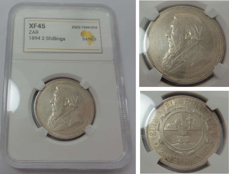 Paul Kruger ZAR 2-Shillings of 1894 (Sangs XF45)