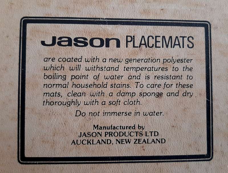 Jason vintage cork backed placemats, 6 times, 217 x 190mm, unused