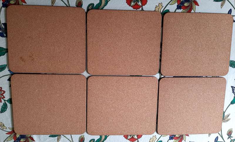 Jason vintage cork backed placemats, 6 times, 217 x 190mm, unused