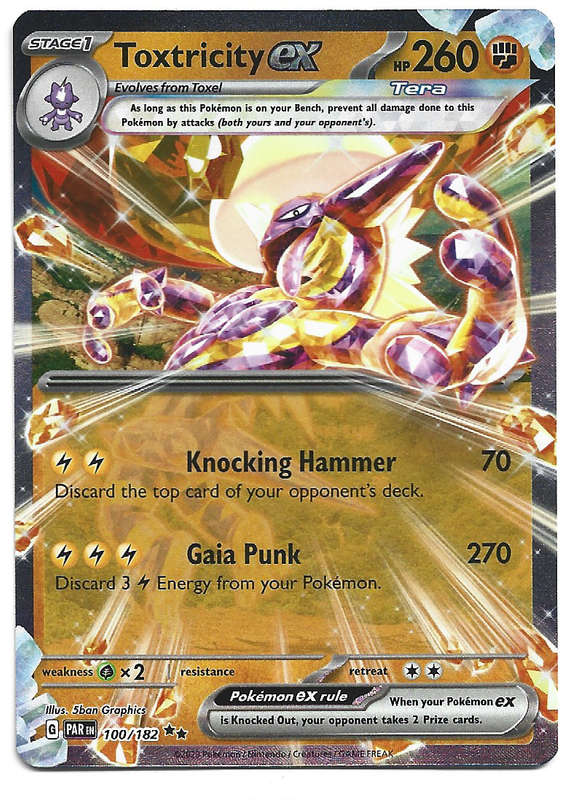 TOXTRICITY EX -   HOLO RARE POKEMON TCG PARADOX RIFT  100/182 TRADING CARD