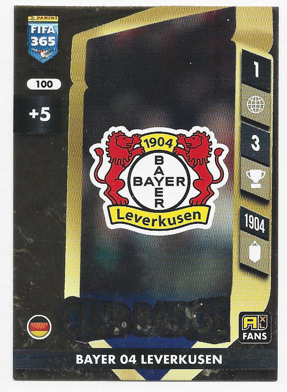 BAYER 04 LEVERKUSEN - PANINI FIFA 365 COLLECTION 2025 - FOIL "CLUB BADGE" TRADING CARD 100