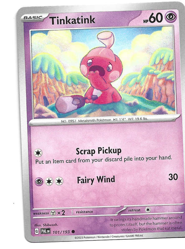 POKEMON CARD - TINKATINK  101/193 COMMON PALDEA EVOLVED 2023 TRADING CARD - MINT