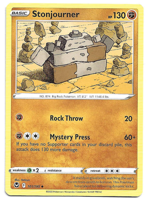 STONJOURNER - COMMON  101/195  POKEMON TCG SILVER TEMPEST TRADING CARD