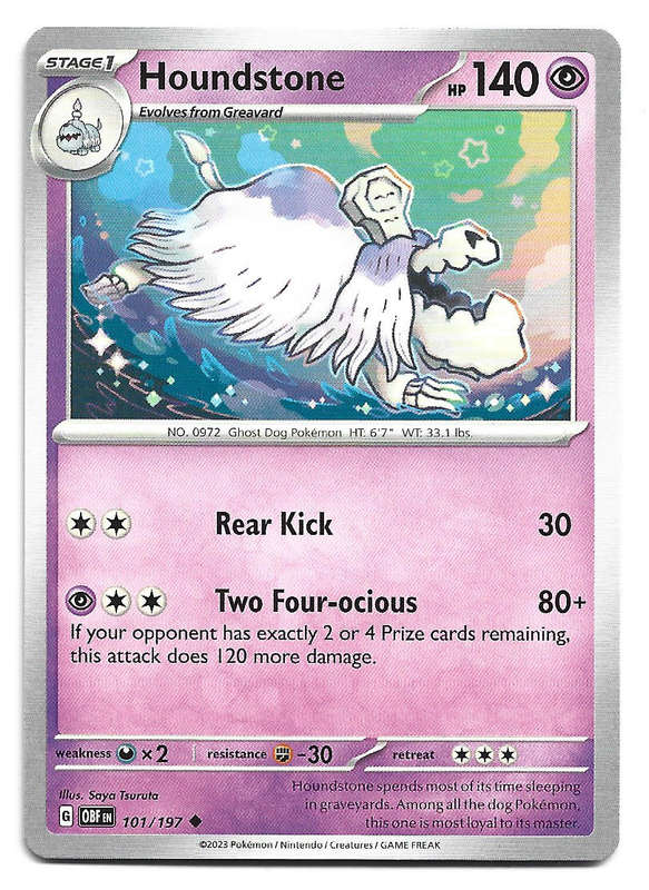 HOUNDSTONE -  COMMON  101/197 POKEMON TCG OBSIDIAN FLAMES  TRADING CARD