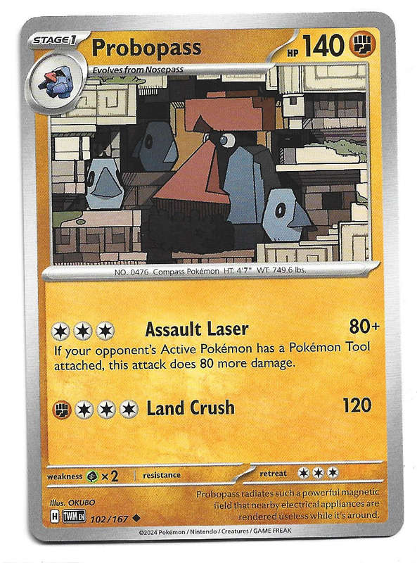 PROBOPASS - UNCOMMON  102/167 POKEMON TCG TWILIGHT MASQUERADE TRADING CARD