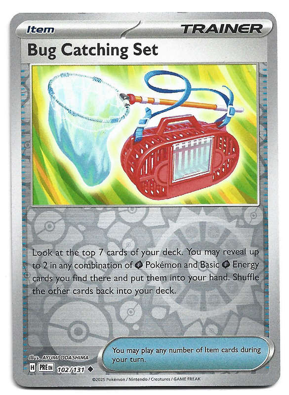 BUG CATCHING SET  - REVERSE HOLO 102/131  POKEMON PRISMATIC EVOLUTIONS TRADING CARD