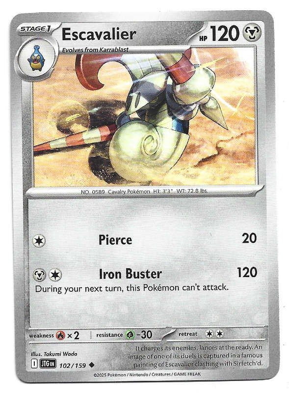 ESCAVALIER - COMMON  102/159 POKEMON TCG JOURNEY TOGETHER TRADING CARD