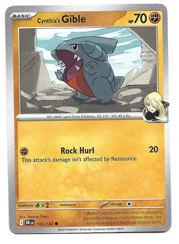 CYNTHIA's GIBLE - COMMON  102/182  POKEMON TCG DESTINED RIVALS TRADING CARD