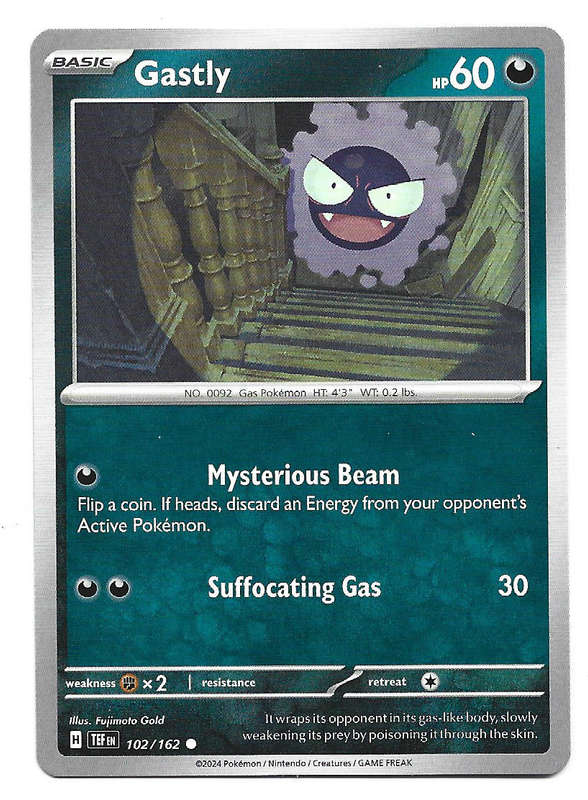 GASTLY - COMMON  102/162 POKEMON TCG TEMPORAL FORCES TRADING CARD